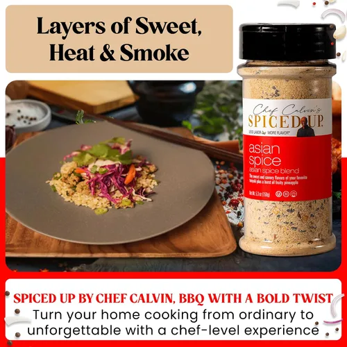 Vista 3 de Paquete de 3 condimentos asiáticos para barbacoa y especias para carne de res, salmón y pollo, condimento asiático con piña, jengibre y hojuelas