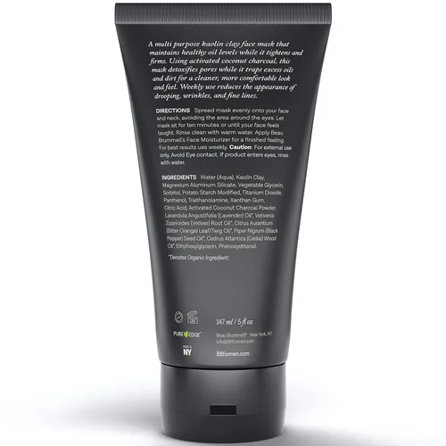Vista 2 de Beau Brummell - Mascarilla facial para hombre Tratamiento facial desintoxicante con arcilla de caolín y carbón activado Fórmula de limpieza