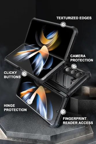 Vista 7 de SUPCASE Funda para Samsung Galaxy Z Fold 5 con soporte incorporado, color negro Built-in Screen Protector, Detachable Belt Clip, S Pen Holder