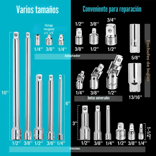 Vista 2 de DURATECH Juego de accesorios de herramientas de accionamiento de 22 piezas