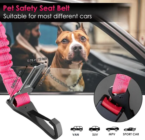 Vista 48 de SlowTon Cinturón de seguridad para perro, correa de cinturón de seguridad ajustable para perro, 2 en 1, cinturón de seguridad para perro