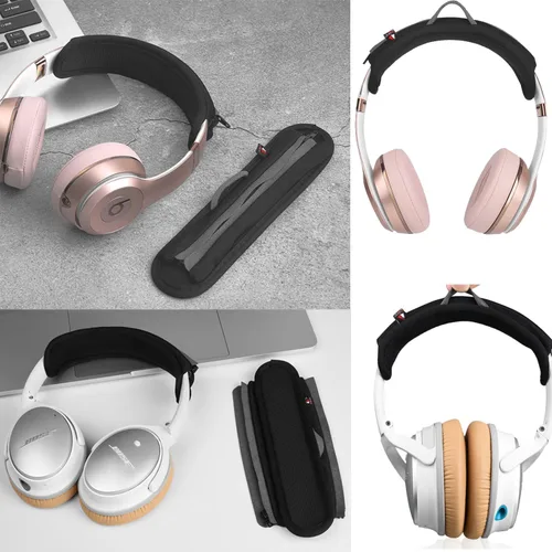 Vista 2 de Protector de cojín de repuesto para Bose, ATH, V-Moda Crossfade LP, Sony, Beats, funda para diadema de auriculares, color negro (negro)