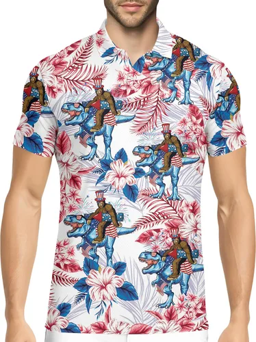 Vista 14 de HIVICHI Camisas de golf divertidas para hombre con patrón estampado loco colorido y novedad de alto rendimiento que absorbe la humedad, camisa tipo