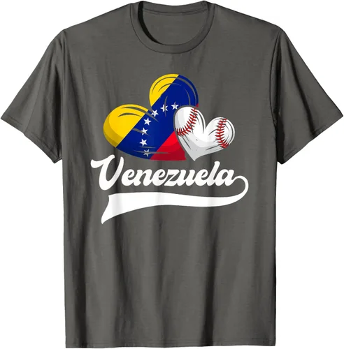 Vista 105 de Camiseta de béisbol venezolana con diseño de corazón y bandera de Venezuela, Negro