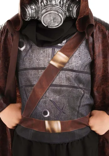 Vista 4 de Disfraz infantil de Apocalypse Wasteland Survivor Traje de Ranger resistente con chaqueta con capucha, máscara y bufanda