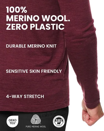 Vista 4 de Camisas 100% de lana merino para hombre - Camisa térmica de manga larga .190 Azul oscuro