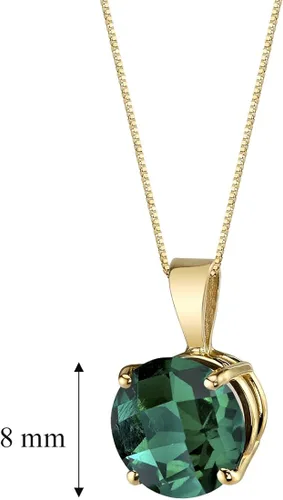 Vista 3 de Peora Colgante de oro de 14 quilates para mujer, solitario clásico de 0.315in de forma redonda en piedras preciosas auténticas y creadas, Metal