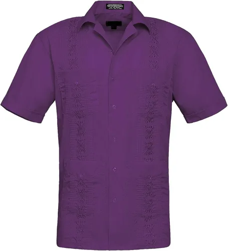 Vista 15 de Camisa cubana plisada ligera y bordada Guayabera para hombre
