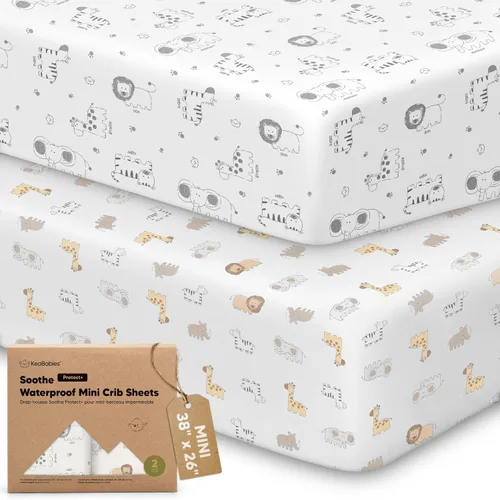 Vista 32 de 2 paquetes de sábanas ajustadas para mini cuna - 38x26 sábanas Pack N Play para colchón Pack and Play, algodón orgánico, ropa de cama transpirable