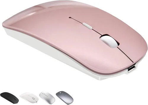 Vista 9 de Mouse Bluetooth inalámbrico recargable para MacBook Air, Mac Pro, portátil, iPad, PC, láser óptico, mini, delgado, silencioso, ampliamente Gris
