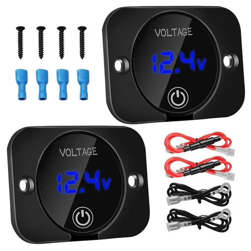 Vista 9 de Linkstyle Medidor de Voltaje de Batería, Voltímetro de Voltaje DC 12 Voltios 24 Voltios, Voltímetro de Voltaje con Pantalla Digital LED, Voltímetro