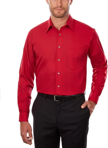 Vista 17 de Van Heusen Mens Dress Shirt Regular Fit Poplin Solid Negro