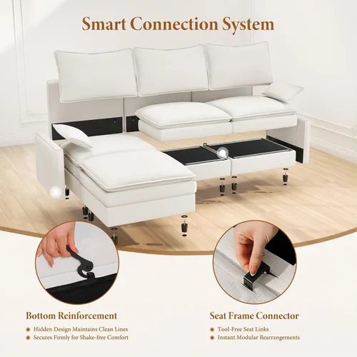 Vista 5 de Vesgantti Sofá modular modular de 142 pulgadas, cómodo sofá modular con asiento profundo otomano de felpilla en forma de L, sofás modulares