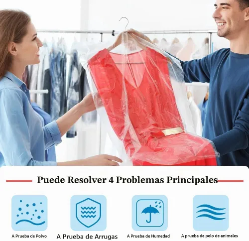 Vista 2 de BEISHIDA 25 bolsas de plástico de 35.5 pulgadas, bolsas de plástico transparente para limpieza en seco, bolsas de lavandería para ropa para colgar