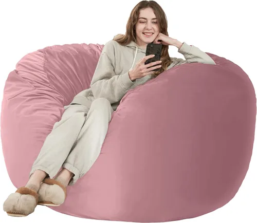 Vista 12 de HABUTWAY Silla de Puf de 2 Pies, Puf de 2' de Sillones Pequeños con Relleno, Silla de Puf en Forma de Lágrima de Terciopelo Ultra Suave con Funda