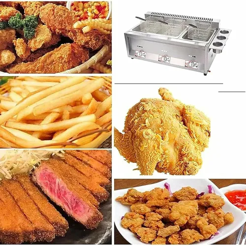 Vista 3 de Freidora de gas, con 3 canastas, control preciso de temperatura, freidora eléctrica de gran capacidad para restaurante/hogar, perfecta para papas
