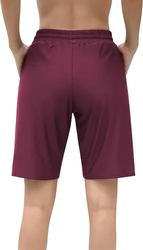 Vista 3 de ALove Pantalones cortos de natación para mujer de 9 pulgadas, cintura alta, con bolsillos, UPF 50+, parte inferior de traje de baño incorporada
