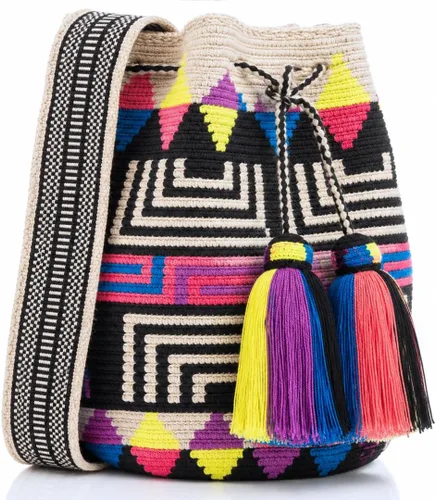 Vista 3 de WYOU Designer Collection Wayuu Hand-Crochet Woven Bag - Boho Crossbody, Colorful Purses for Women Bibury