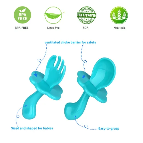 Vista 7 de Comedero de alimentos para bebés (3 piezas) con 6 chupetes de silicona de diferentes tamaños, 2 cucharas dispensadoras de alimentos de silicona