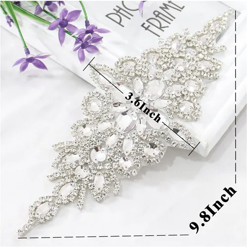 Vista 3 de Cinturón de Boda con Brillantes y Perlas de Cristal para Novia, con Adorno de Cuentas, para Vestidos de Mujer 004 Plata