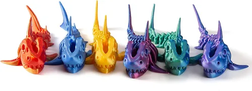 Vista 6 de Juguete de tiburón articulado impreso en 3D, divertido diseño de esqueleto móvil para decoración de escritorio, antiestrés y descompresión, lindo