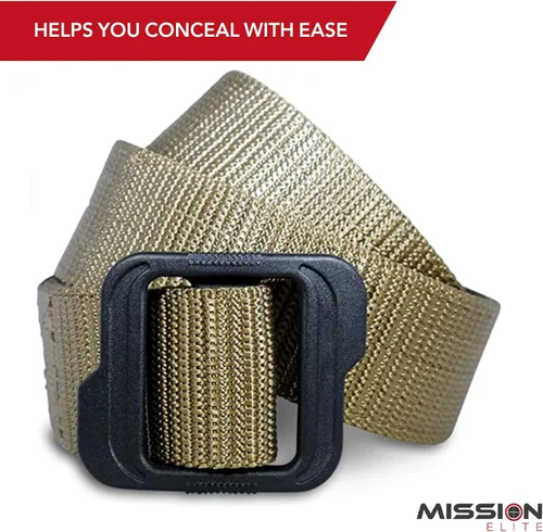 Vista 3 de Cinturón Táctico, Cinturones de Pistola de Nylon de 1.5 Pulgadas para Hombres, Cinturón EDC de 2 Capas con Hebilla de Plástico Ajustable