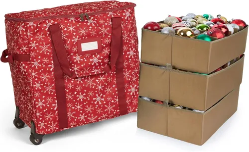Vista 81 de Covermates Keepsakes Bolsa de almacenamiento ajustable para adornos, con asas de transporte, protección acolchada, ruedas dobles, almacenamiento
