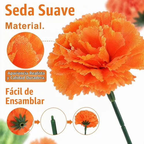 Vista 3 de Nicunom Paquete de 120 cabezas de flores de caléndula a granel, cabeza de flores de seda multicolor con tallos de flores artificiales, guirnaldas