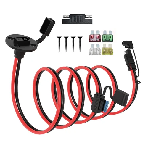 Vista 17 de ELFCULB Cable de Extensión de Enchufe SAE de Puerto de Pared Lateral de Alimentación 10AWG 2FT (0.6m) a Conectores SAE, con Fusible de 10A 15A 20A