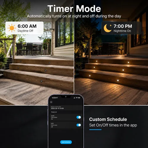 Vista 5 de Lámpara Bluetooth de bajo voltaje empotrable RGB a prueba de agua para intemperie, patio, pasillo, escalera, decoración de jardín. D45 RGBW