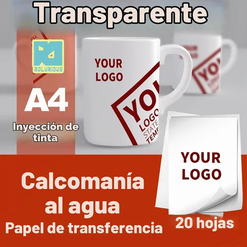 Vista 2 de 20 hojas DIY A4 de inyección de tinta diapositivas de agua hojas de papel de transferencia transparentes para impresora de inyección de tinta