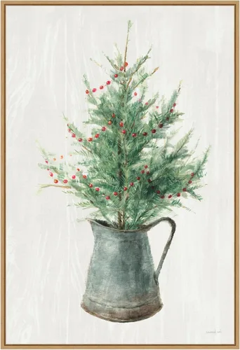 Vista 7 de Amanti Art Framed Canvas Wall Art 23x16 White and Bright Christmas Tree II by Danhui Nai, Framed Wall Art Canvas, Holidays Artwork, Traditional