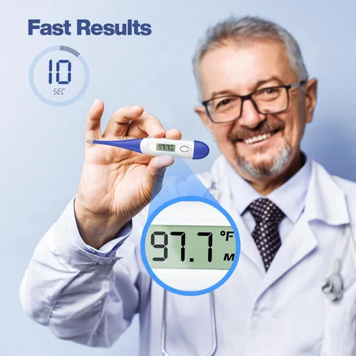 Vista 2 de Boncare Termómetro digital de 10 segundos para adultos y niños, termómetro rectal preciso y seguro para bebé con alarma de fiebre, termómetro oral