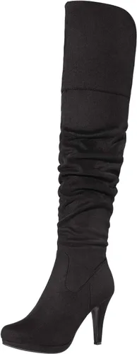 Vista 8 de DREAM PAIRS Botas altas para mujer, con plataforma, negras, tacón alto robusto, por encima de la rodilla Negro