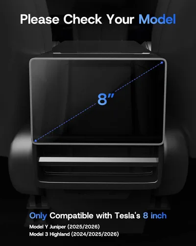 Vista 2 de Protector de pantalla trasera de 8 pulgadas para Tesla Model Y Juniper/Model 3 Highland, [HD y sin bordes y 9H] Protector de pantalla de vidrio
