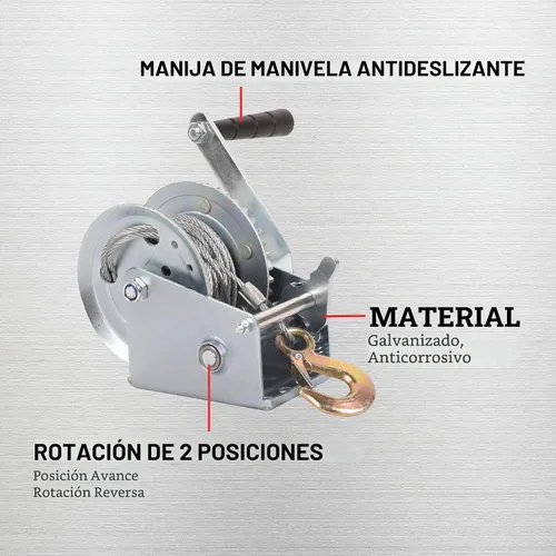 Vista 5 de Cabrestante de mano para remolque de lancha, gancho resistente de 1200 libras con cable de acero de 33 pies, cabrestante de manivela de mano