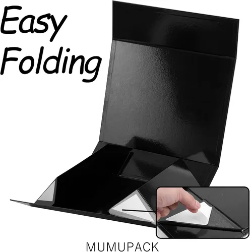 Vista 4 de Caja de regalo negra de 16 x 13 x 5.3 pulgadas, caja de regalo para padrinos de boda con tapa magnética, cajas de regalo grandes para Pascua, día