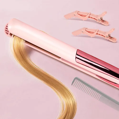 Vista 7 de Bo'laiya Plancha y rizador de pelo 2 en 1, con tecnología ultra suave con revestimiento de cerámica, calentamiento ultrarrápido, memoria TEM