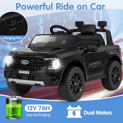 Vista 7 de HONEY JOY Vehículo eléctrico Ford Ranger con licencia de 12 V para niños, suspensión de resorte, música y 3 velocidades, bocina, luces LED, juguete