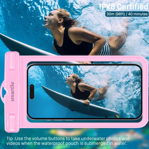 Vista 3 de Funda impermeable para teléfono, paquete de 2, bolsa seca para teléfono celular para iPhone 14, 13, 12, 11 Pro Max, XS Plus XR, Galaxy S23 S22 S21