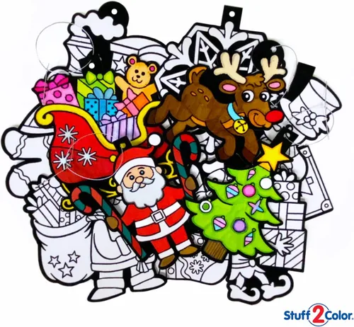 Vista 5 de Colorea tus propios adornos de Navidad, paquete de 12 unidades, manualidades y manualidades para niños para todas las edades, proyecto de vacaciones