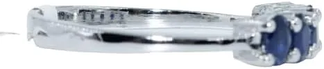 Vista 3 de Anillos de declaración para mujer y niña, banda de zafiro de plata 3.642 x 0.118in