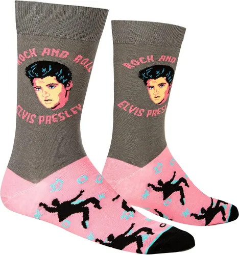 Vista 3 de Odd Sox Elvis Presley The King of Rock N Roll - Calcetines para hombre divertidos regalos de coleccionista Negro