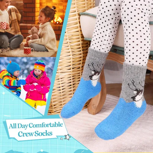 Vista 6 de Eocom - Medias de invierno cálidos de lana para niños y niñas, 6 pares