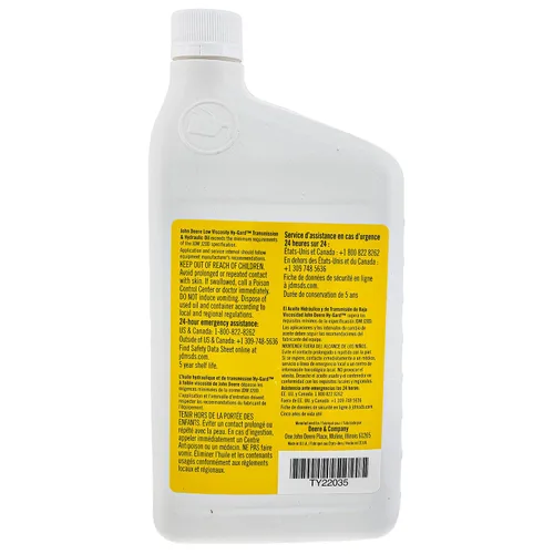 Vista 5 de John Deere Aceite para equipo original, Hy-Gard 32 oz. Aceite de transmisión e hidráulico n.° TY22035