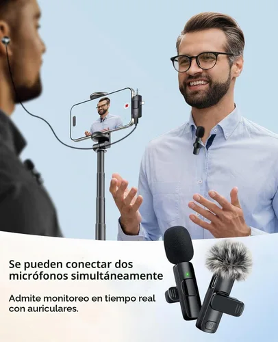 Vista 7 de MENERESAS Mini micrófono 3 en 1 para iPhone: Micrófonos Lavalier inalámbricos para iOS/Android/Cámara - Micrófono de solapa con reducción de ruido