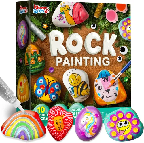 Vista 8 de Kit de pintura de roca: kit de roca que brilla en la oscuridad, artes y manualidades para niños de 6 a 12 años, suministros de arte, kits de pintura