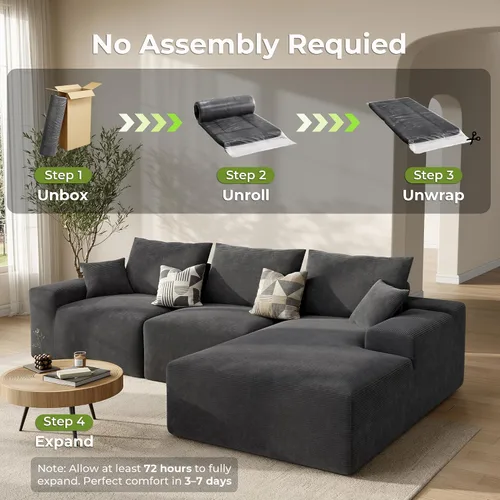 Vista 3 de LIKIMIO AuraCord - Sofá tumbono modular en forma de L, sofá modular sin hueso de 120 pulgadas para sala de estar, asiento profundo de gran