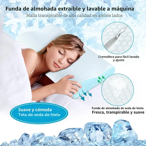 Vista 2 de Almohadas de Espuma Viscoelástica Almohada para el Cuello para Dormir, Almohada Cervical Ergonómica Almohada de Cama para Personas que Duermen