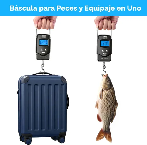 Vista 2 de Dr.meter Báscula de Pescado Báscula de Equipaje Equipo de Pesca - 110lb Pantalla LCD Digital Retroiluminada con Cinta Métrica Incorporada - Báscula